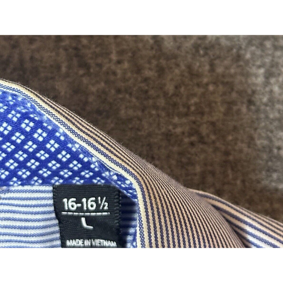 Society Of Threads Mens Size Large Blue Pinstripe 16-16.5 Long Sleeve Button Up - Picture 4 of 7